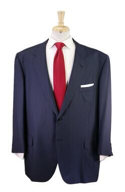 Oxxford Navy Blue Birdseye Woven Super 110's Wool 2-Btn Handmade Suit 50R